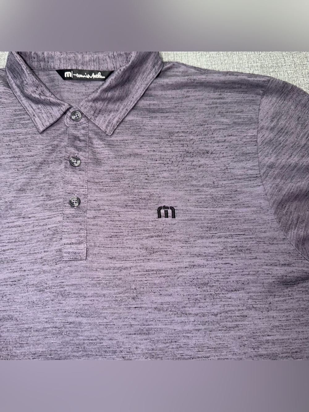 Travis Mathew Purple Heathered Golf Polo Shirt - Picture 4 of 9